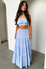 Selina Tiered Maxi Skirt - Blue