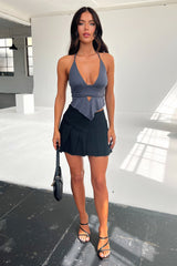 Calison Halter Crop - Charcoal