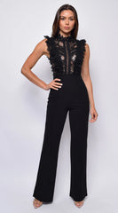 Vanna Crochet Flared leg Jumpsuit - Black