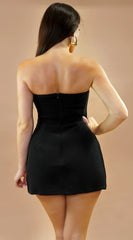 Nexa Strapless Mini Dress Romper - Black