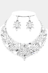 Sophistication Silver Multi Stone Evening Necklace & Earrings Set