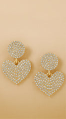 Lux Heart Rhinestone Earrings - Gold
