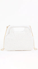 Palmira Faux Straw Clutch - White