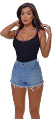 Delain Light Blue Frayed Denim Shorts