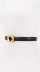 Maya Metal Buckle Faux Leather Belt - Black