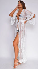 Samaria White Lace Bell Sleeve Cover Up