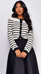 Eliana Stripe Button Down Cardigan - Ivory