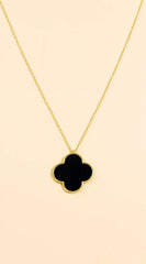 Clover Pendant Gold Dipped Chain Necklace - Black