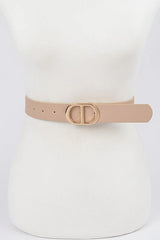Twin Halo Gold Buckle Belt - Beige
