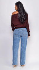 Alba Mid Rise Straight Leg Denim Jeans - Blue