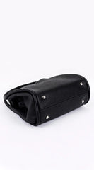 Siena Vegan Leather Top Handle Shoulder Bag - Black