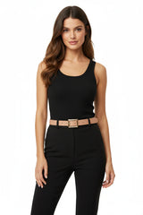 Simplicity Square Buckle Belt - Beige