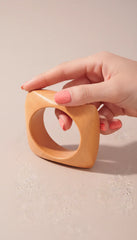 Orbit Squared Circle Wood Bracelet - Beige