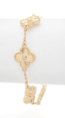 Gia Textured Clover Bracelet - Gold