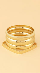 Lustre Layers Multi-Shape Shiny 4 Piece Set Bracelets - Gold