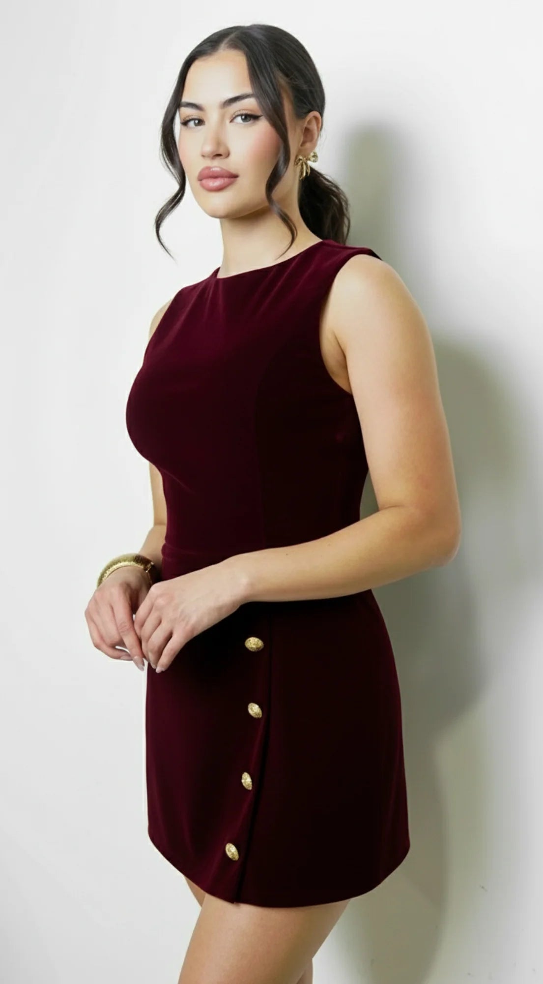 Selune Velvet Romper - Burgundy