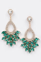 Just Look Green Rhinestone Earrings