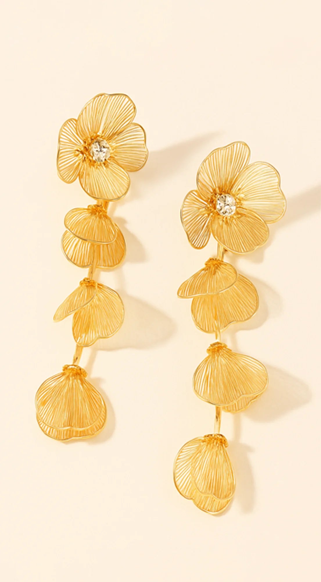 Sunset Bloom Metal Flower Earrings - Gold
