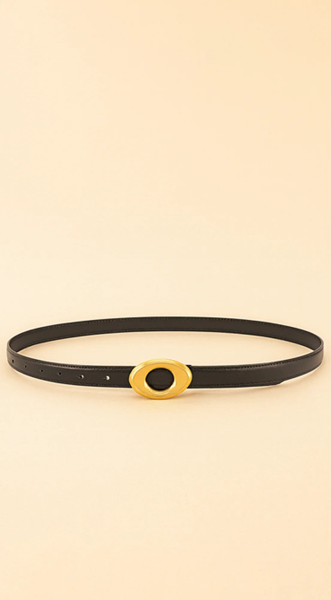 Maya Metal Buckle Faux Leather Belt - Black