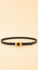 Maya Metal Buckle Faux Leather Belt - Black