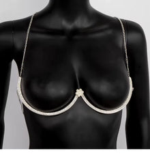 Luminara Crystal Flower Bra Chain - Gold