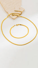 Chain Bracelet Necklace And Bracelet Set - Gold