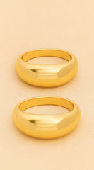 Lustre Dome Duo 2 piece Ring Set - Gold