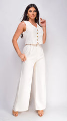 Raine Light Beige Vest & Pants Set