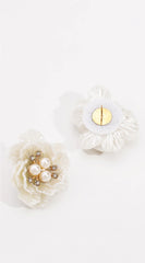 Elegant Pearl Resin Flower Stud Earrings - White