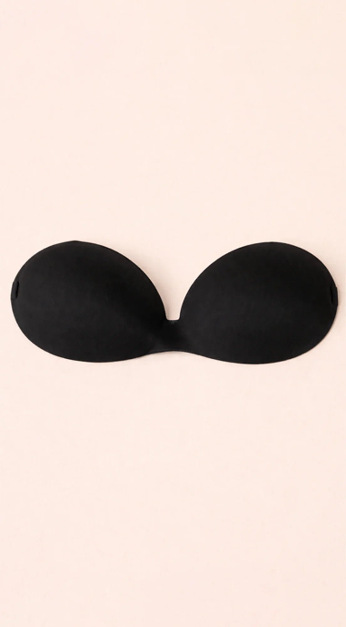 Adhesive Plunge Bra with Back Strap - Black