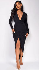 Mika Wrap Maxi Dress - Black