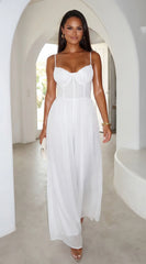 Orlaya Chiffon Wide Leg Jumpsuit - Off White