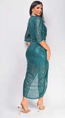 Uma Sequin Midi Dress - Green