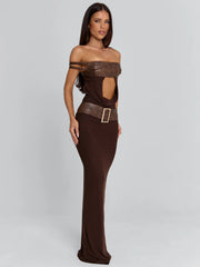 ROZIA MAXI DRESS BROWN