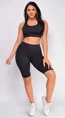 Define Black 2 Piece Textured Crop Top & Shorts Set