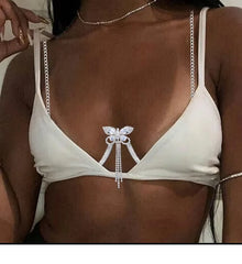 Celestia Butterfly Crystal Bra Chain - Silver