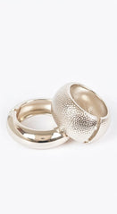 Gilded Duo Two Piece Set Metal Bangle - Silver