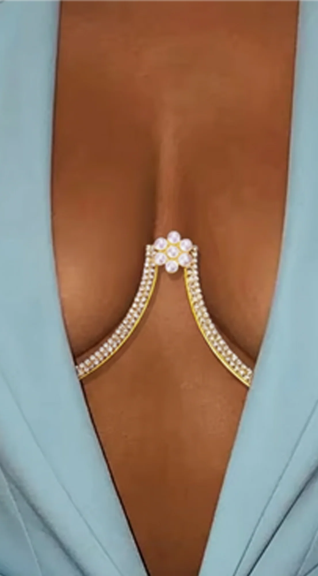 Luminara Crystal Flower Bra Chain - Gold