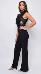Vanna Crochet Flared leg Jumpsuit - Black