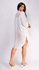 Katie White Button Down Shirt Cover Up