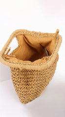 Palmira Faux Straw Clutch - Khaki