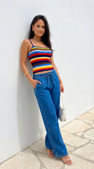 Laguna Wide Leg Denim Pants - Blue