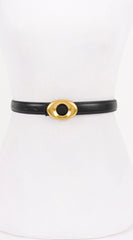 Maya Metal Buckle Faux Leather Belt - Black