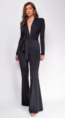 Kajsa Long Belted Jumpsuit - Black