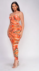 Raelynn Orange Multi Color Print Maxi Dress