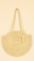 Circle Straw Summer Tote Bag - Ivory