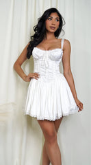 Camilla White Satin Corset A-Line Mini Dress