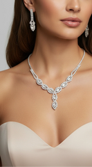 Finesse Silver Rhinestone Pave Necklace & Earrings Set