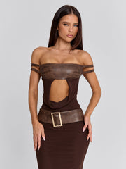ROZIA MAXI DRESS BROWN