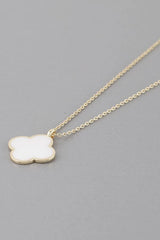 Clover Pendant Gold Dipped Chain Necklace - White